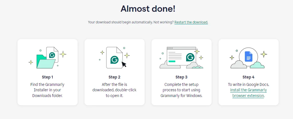 Find the Grammarly Installer in your Downloads folder.